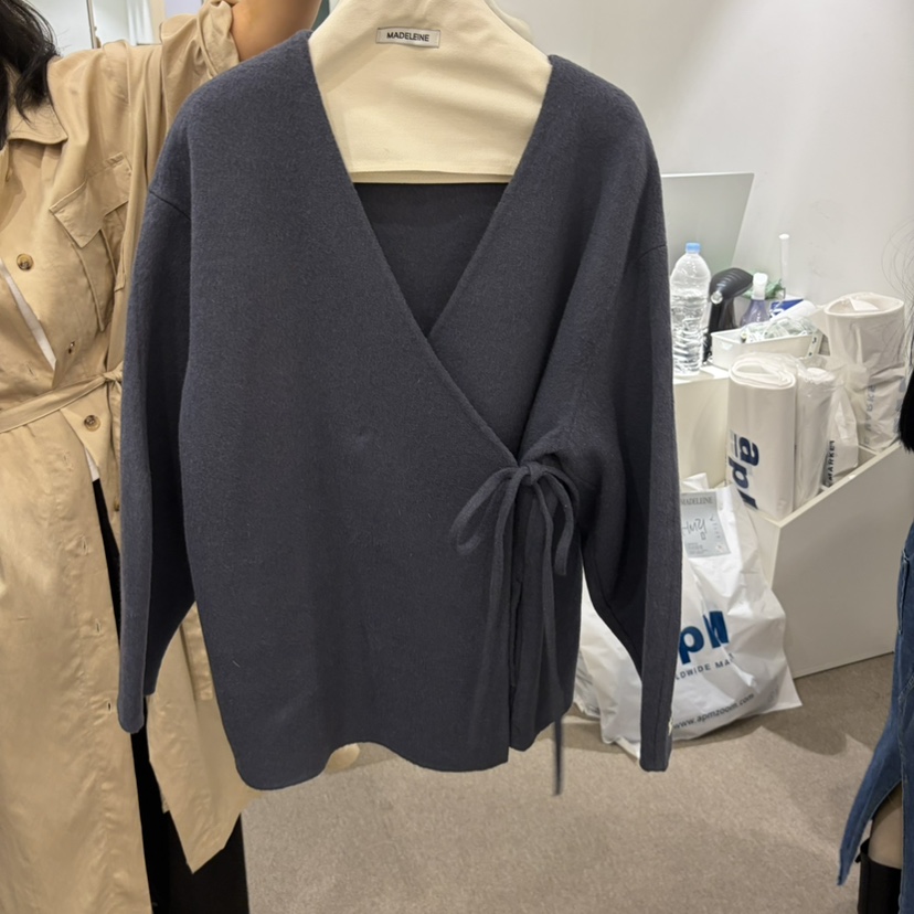 MADELEINE東大門直郵女士新品休閑熱賣人氣短款大衣手工羊毛MADELEINE短款大衣圖色3深藍色