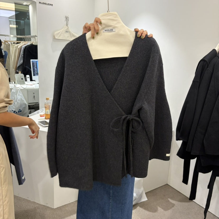 MADELEINE東大門直郵女士新品休閑熱賣人氣短款大衣手工羊毛MADELEINE短款大衣圖色4墨