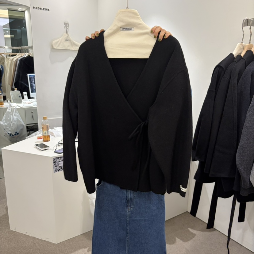 MADELEINE東大門直郵女士新品休閑熱賣人氣短款大衣手工羊毛MADELEINE短款大衣圖色5黑