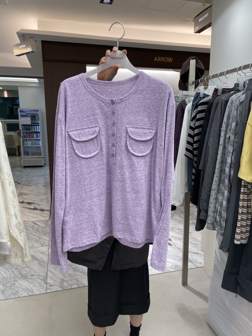 SOLD OUT東大門代購女士新款人氣熱賣休閑時尚長袖T恤口袋SOLD OUT長袖T恤圖色4