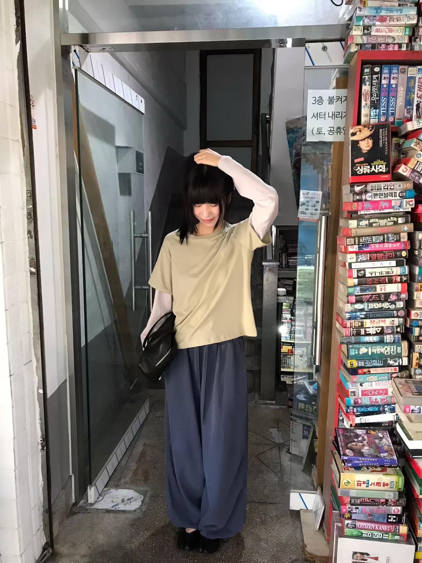 AGO東大門直郵女士新款推薦人氣休閑真品時尚長袖T恤假兩件AGO長袖T恤圖色1