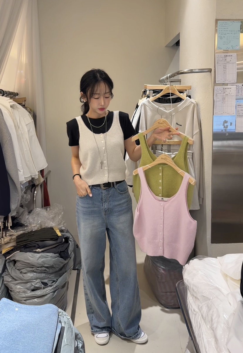 BOUND.A韓國代購女士新品時尚吊帶背心不含內搭安哥拉羊毛BOUND.A吊帶/背心
