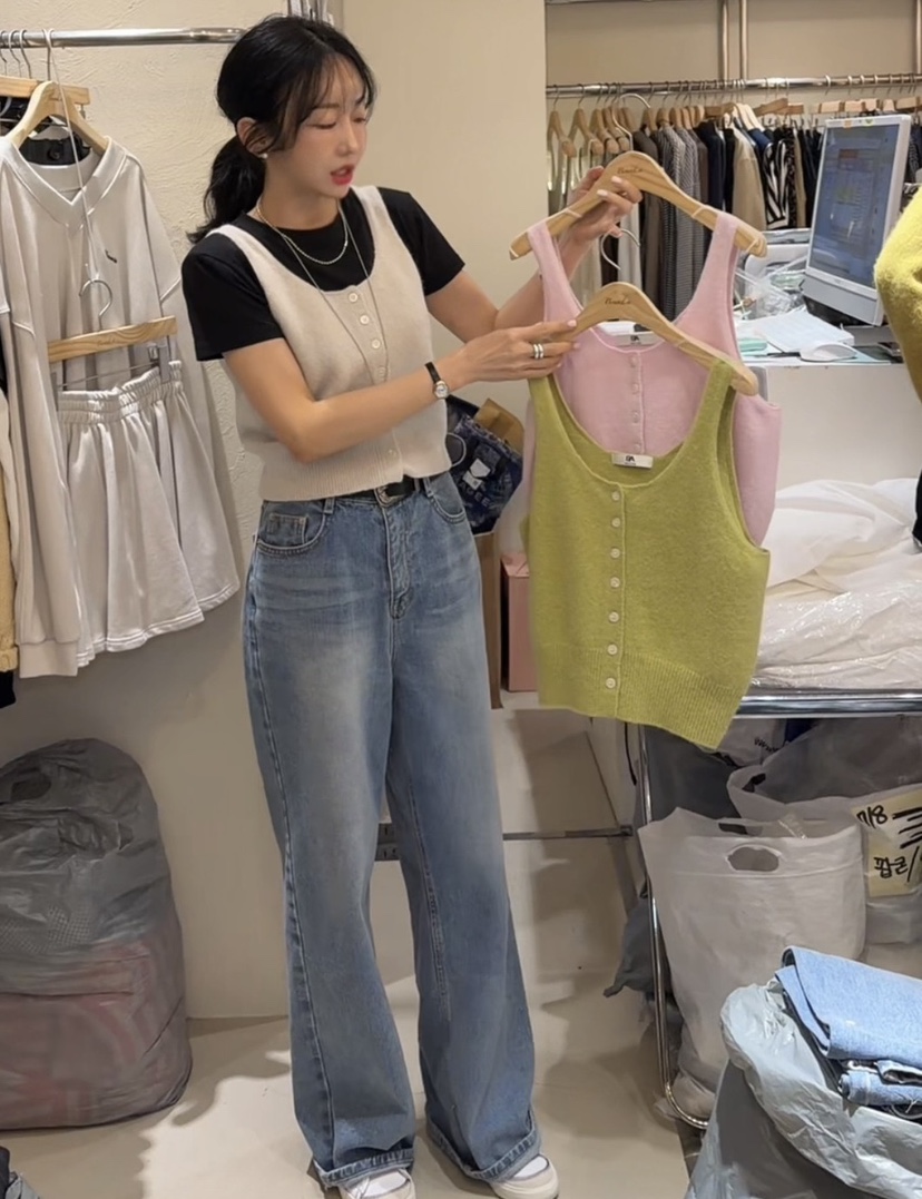 BOUND.A韓國代購女士新品時尚吊帶背心不含內搭安哥拉羊毛BOUND.A吊帶/背心