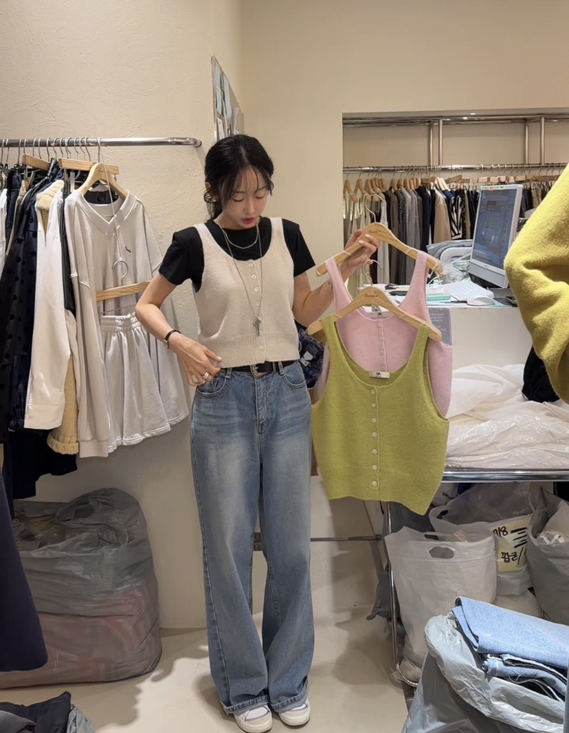 BOUND.A韓國代購女士新品時尚吊帶背心不含內搭安哥拉羊毛BOUND.A吊帶/背心