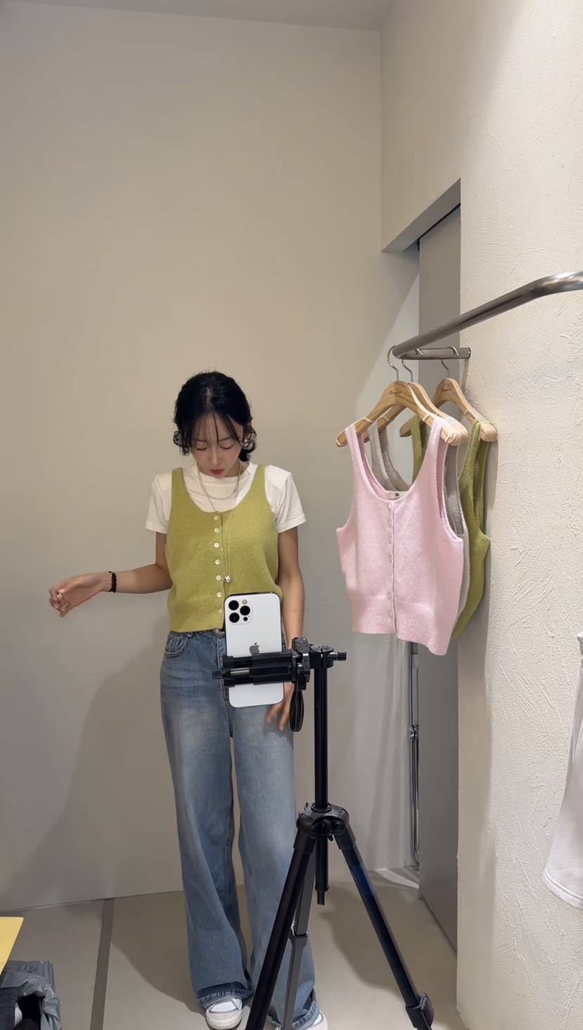BOUND.A韓國代購女士新品時尚吊帶背心不含內搭安哥拉羊毛BOUND.A吊帶/背心