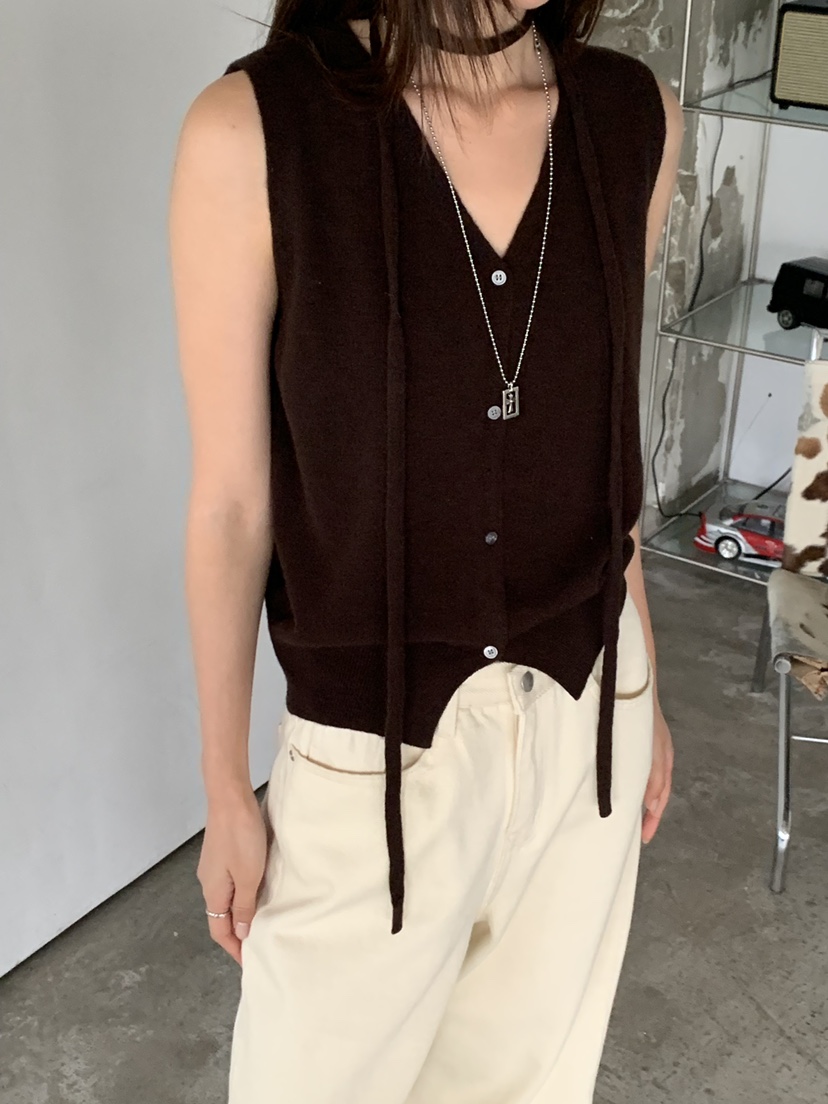 RIVER RAIN韓國直郵女裝新品休閑熱賣人氣真品時尚馬甲含繩RIVER RAIN馬甲