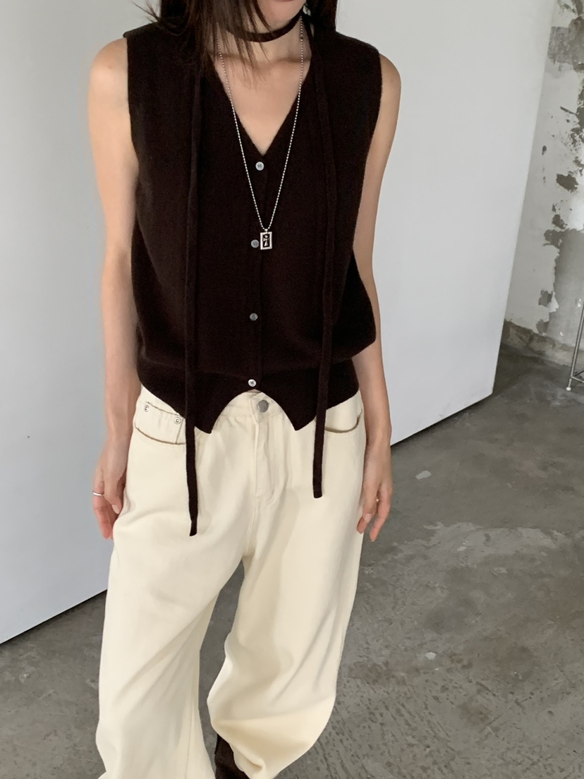 RIVER RAIN韓國直郵女裝新品休閑熱賣人氣真品時尚馬甲含繩RIVER RAIN馬甲