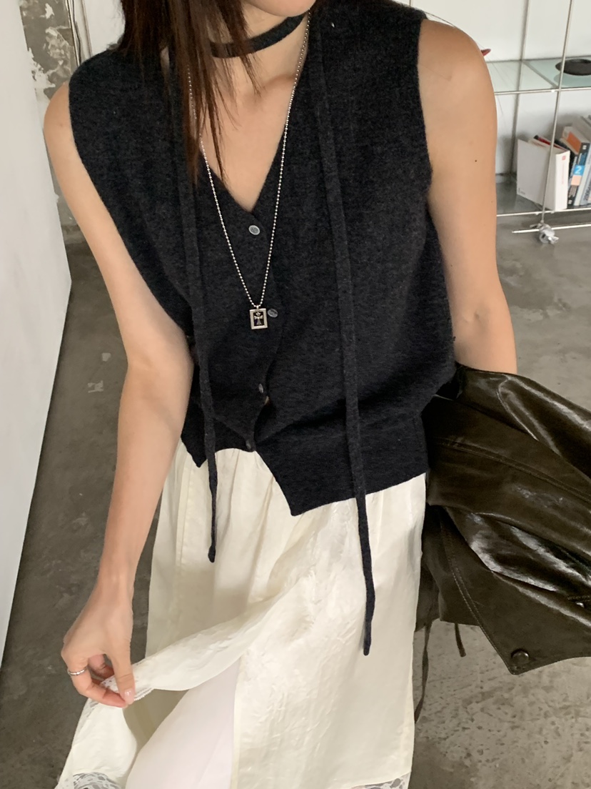 RIVER RAIN韓國直郵女裝新品休閑熱賣人氣真品時尚馬甲含繩RIVER RAIN馬甲
