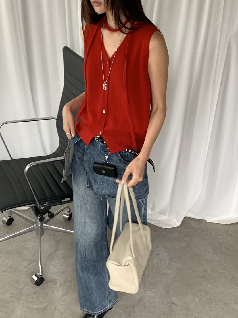 RIVER RAIN韓國直郵女裝新品休閑熱賣人氣真品時尚馬甲含繩RIVER RAIN馬甲