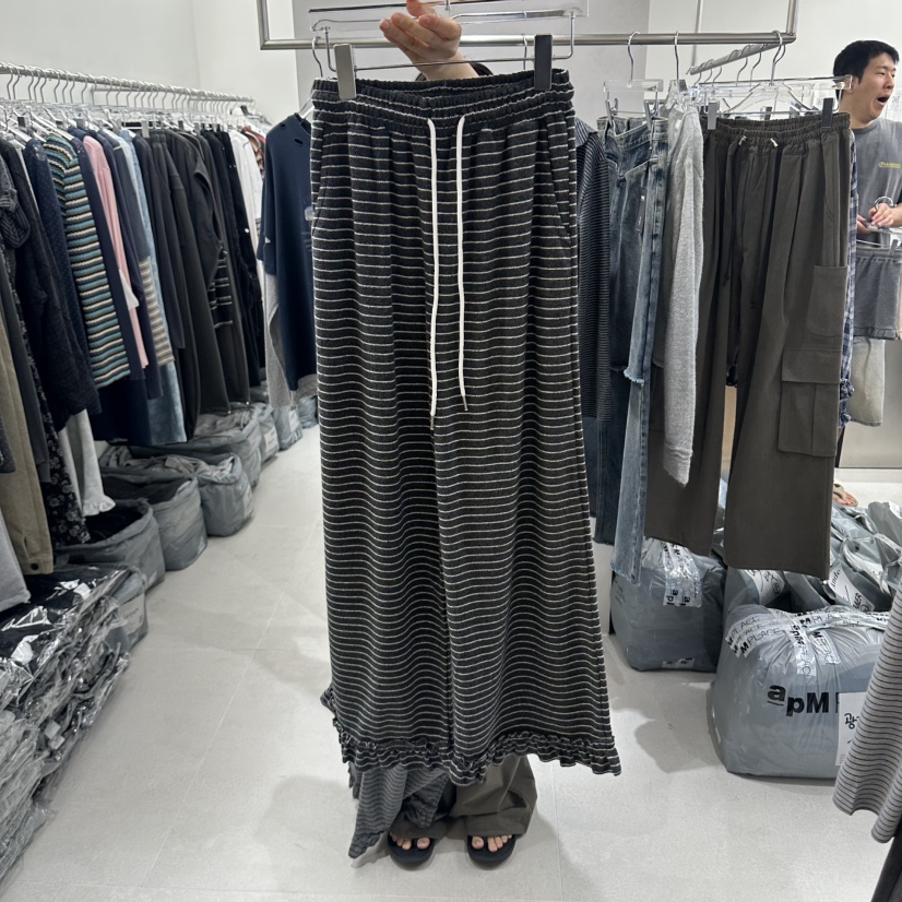 ANDE東大門直郵女士新品熱賣休閑時尚真品休閑褲毛圈條紋ANDE休閑褲圖色2