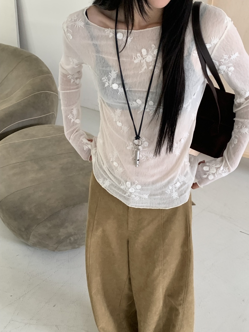 RIVER RAIN東大門直郵女裝新款真品熱賣長袖T恤花朵透明RIVER RAIN長袖T恤