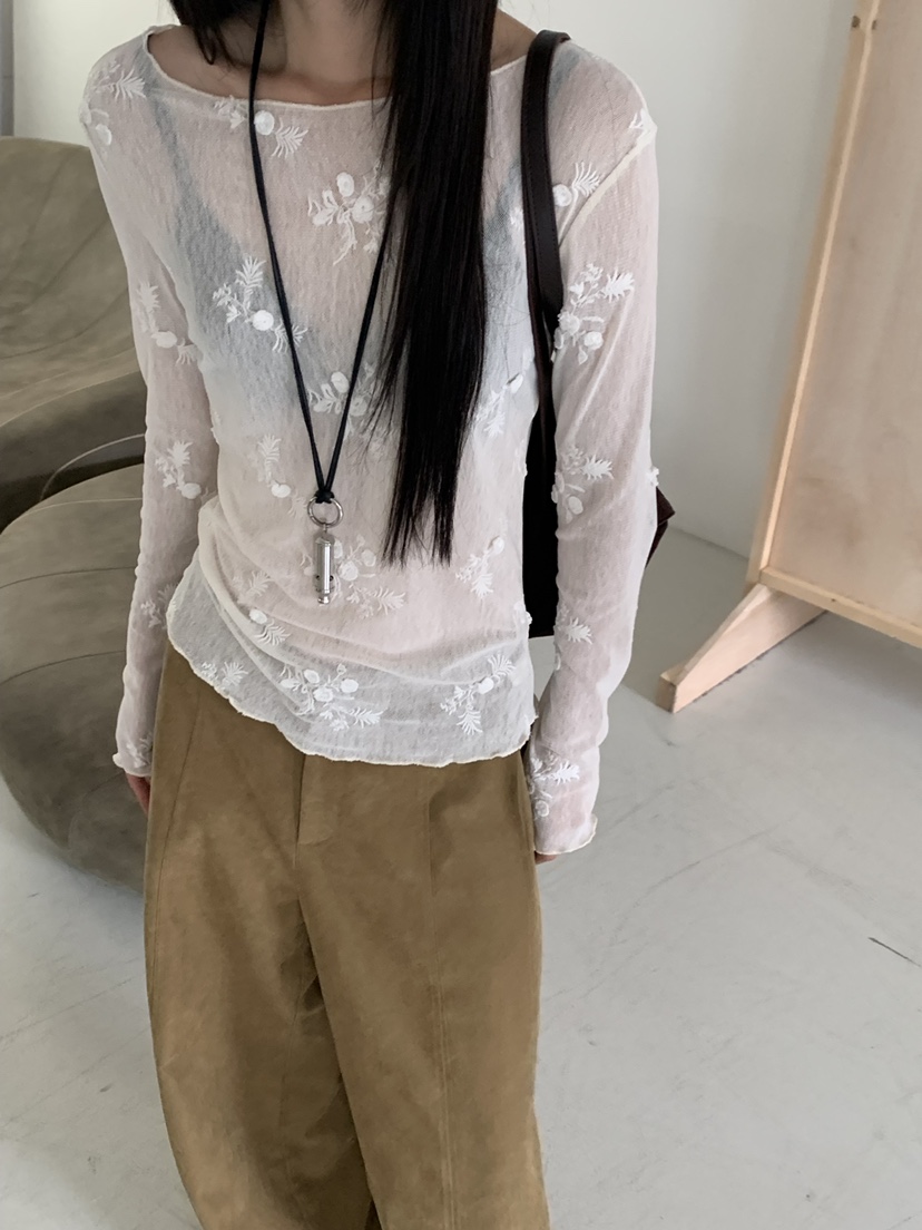 RIVER RAIN東大門直郵女裝新款真品熱賣長袖T恤花朵透明RIVER RAIN長袖T恤