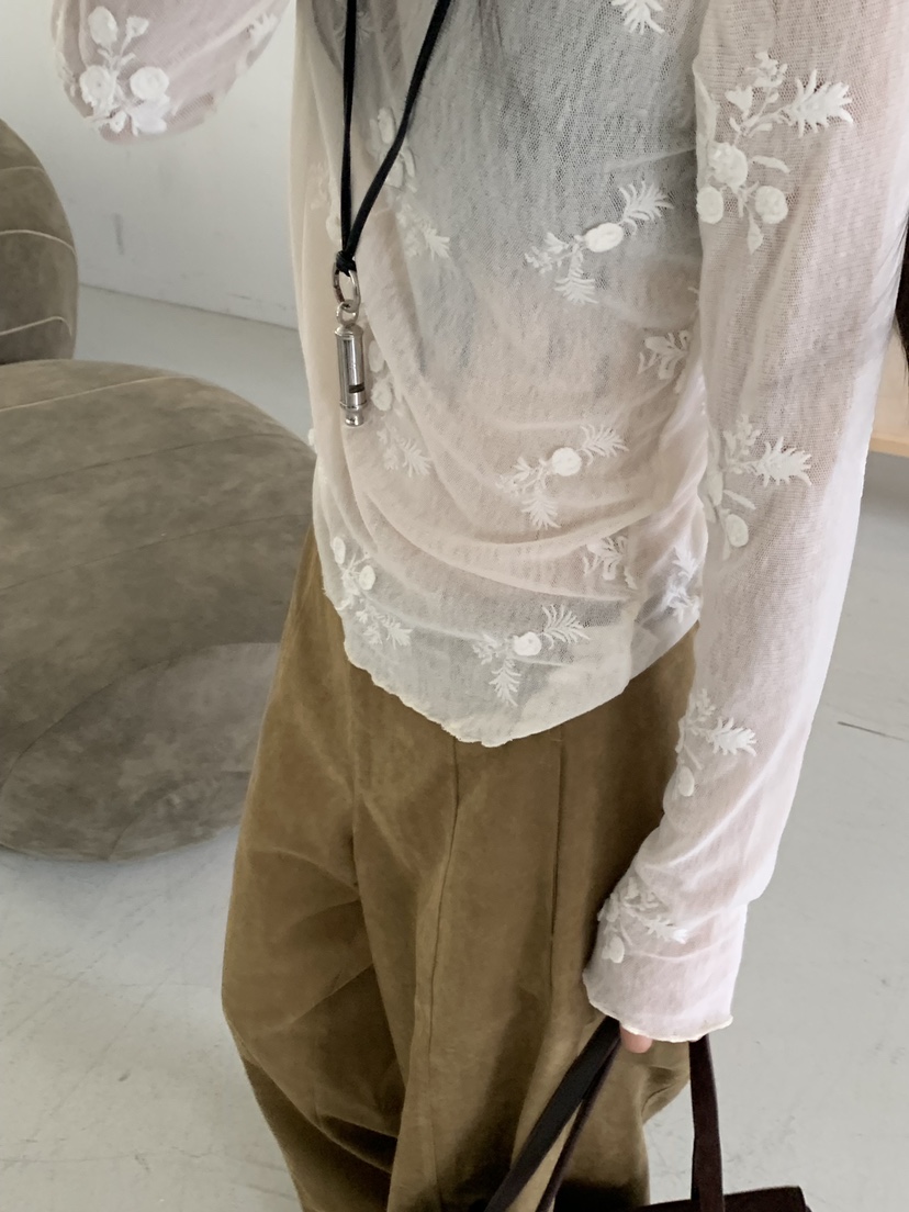 RIVER RAIN東大門直郵女裝新款真品熱賣長袖T恤花朵透明RIVER RAIN長袖T恤
