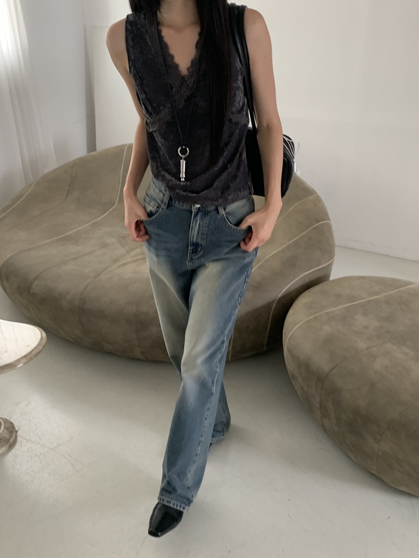 RIVER RAIN東大門直郵女裝新品休閑吊帶背心蕾絲絲絨無袖RIVER RAIN吊帶/背心