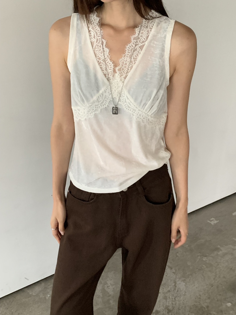 RIVER RAIN東大門直郵女裝新品休閑吊帶背心蕾絲絲絨無袖RIVER RAIN吊帶/背心