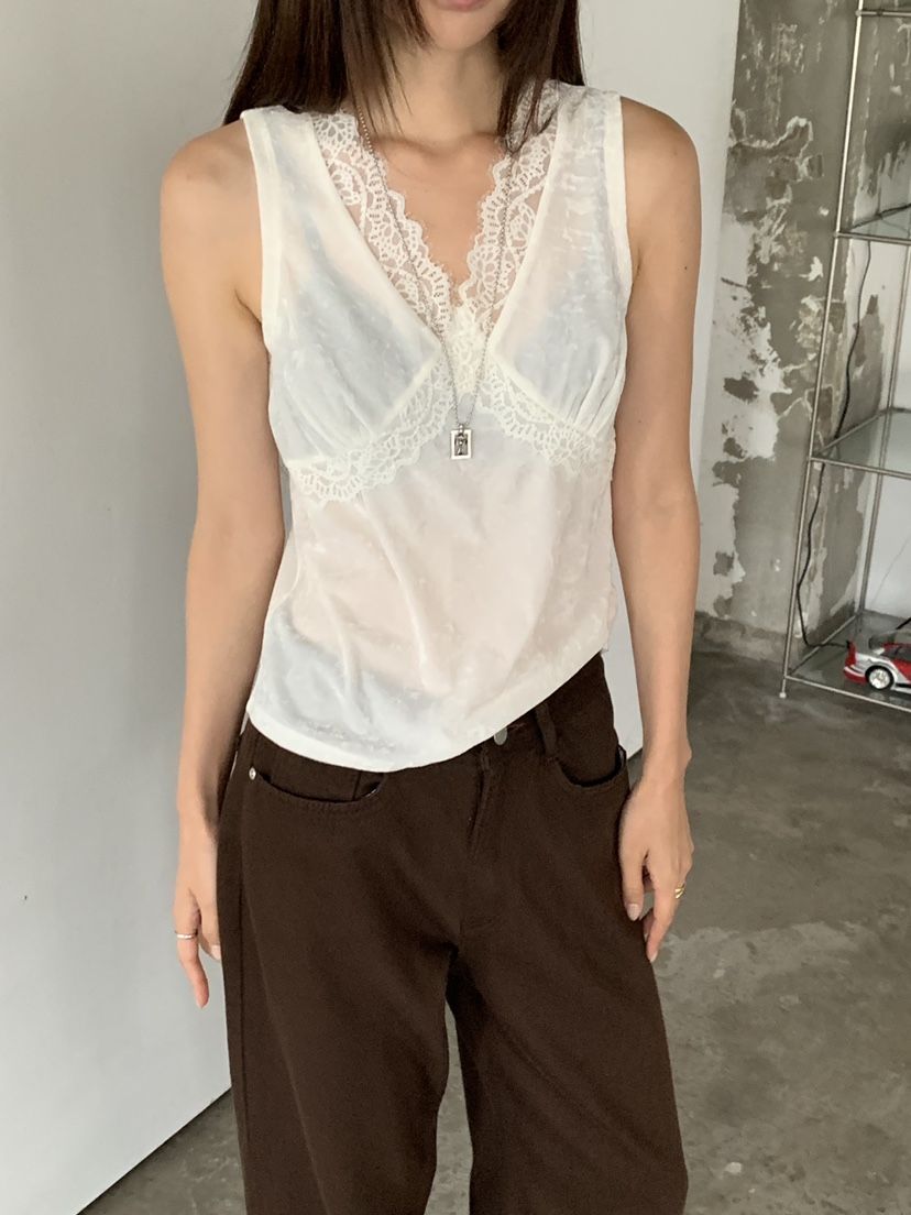 RIVER RAIN東大門直郵女裝新品休閑吊帶背心蕾絲絲絨無袖RIVER RAIN吊帶/背心