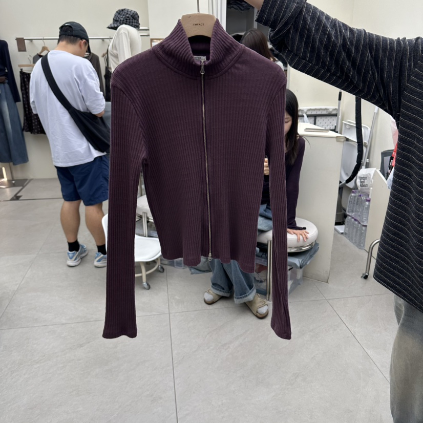 I MFACT韓國代購女士新品推薦真品時尚人氣針織衫拉鏈羅紋I MFACT針織衫圖色3