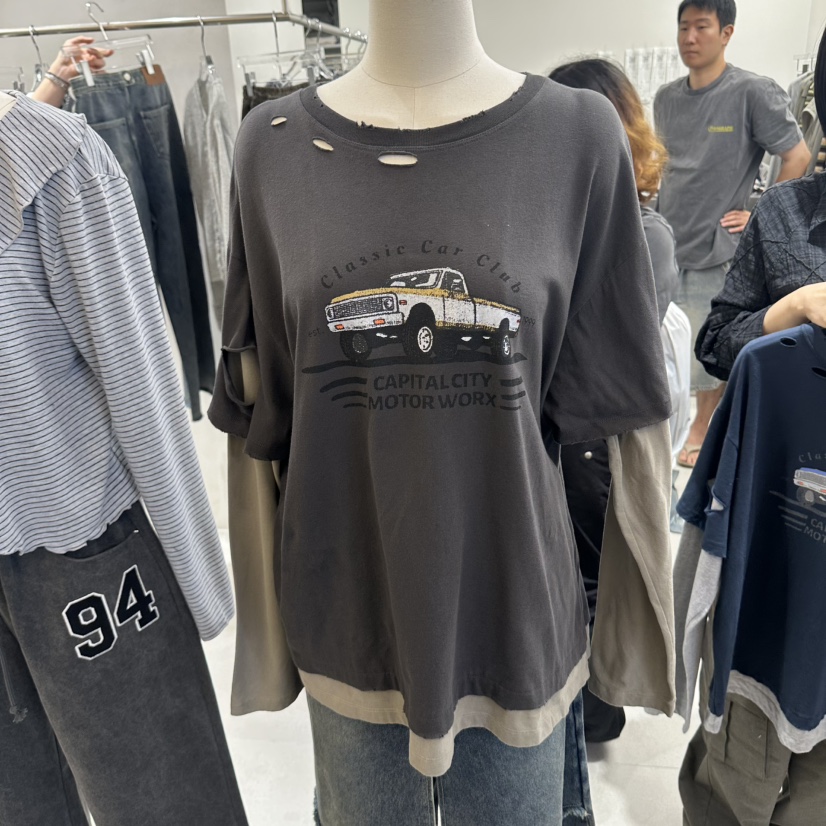 ANDE東大門代購女士新品真品人氣時尚休閑長袖T恤復古經典ANDE長袖T恤圖色1