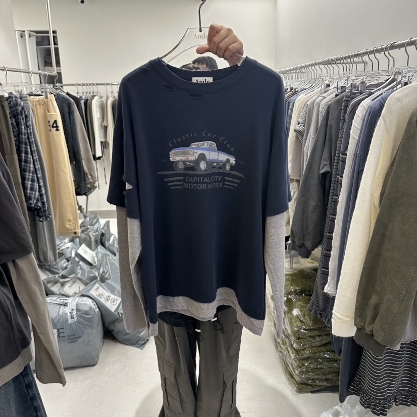 ANDE東大門代購女士新品真品人氣時尚休閑長袖T恤復古經典ANDE長袖T恤圖色2