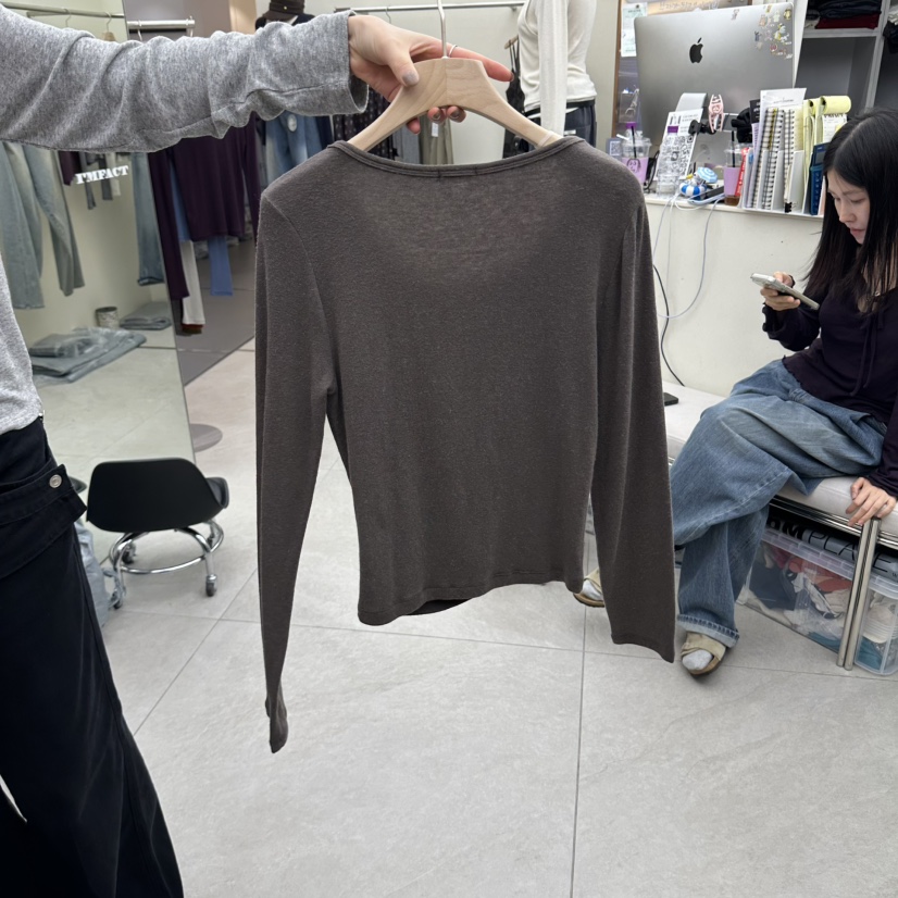 I MFACT東大門代購女士新品時尚休閑推薦熱賣長袖T恤褶皺I MFACT長袖T恤