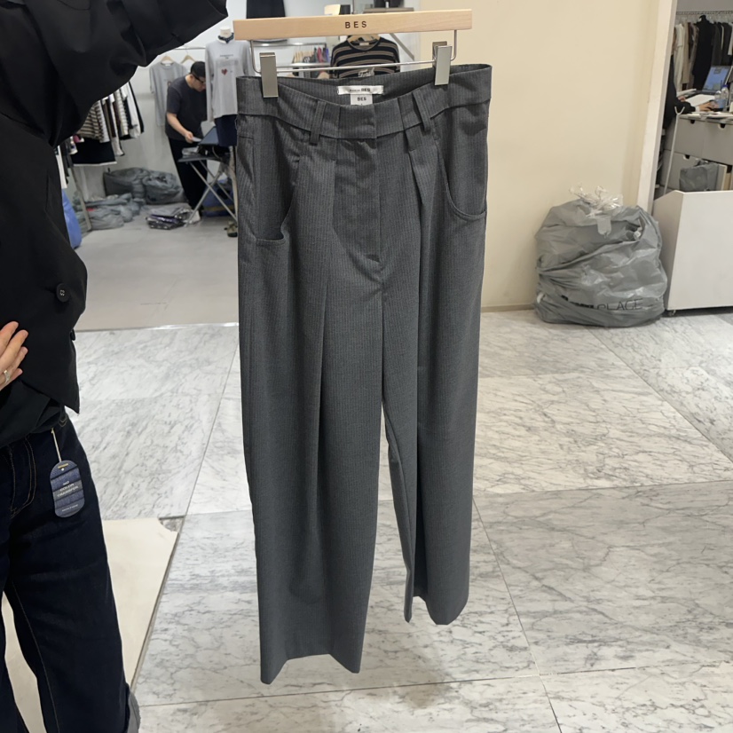 BES東大門代購女裝新品熱賣時尚休閑推薦人氣真品休閑褲BES SEOUL休閑褲圖色1灰色