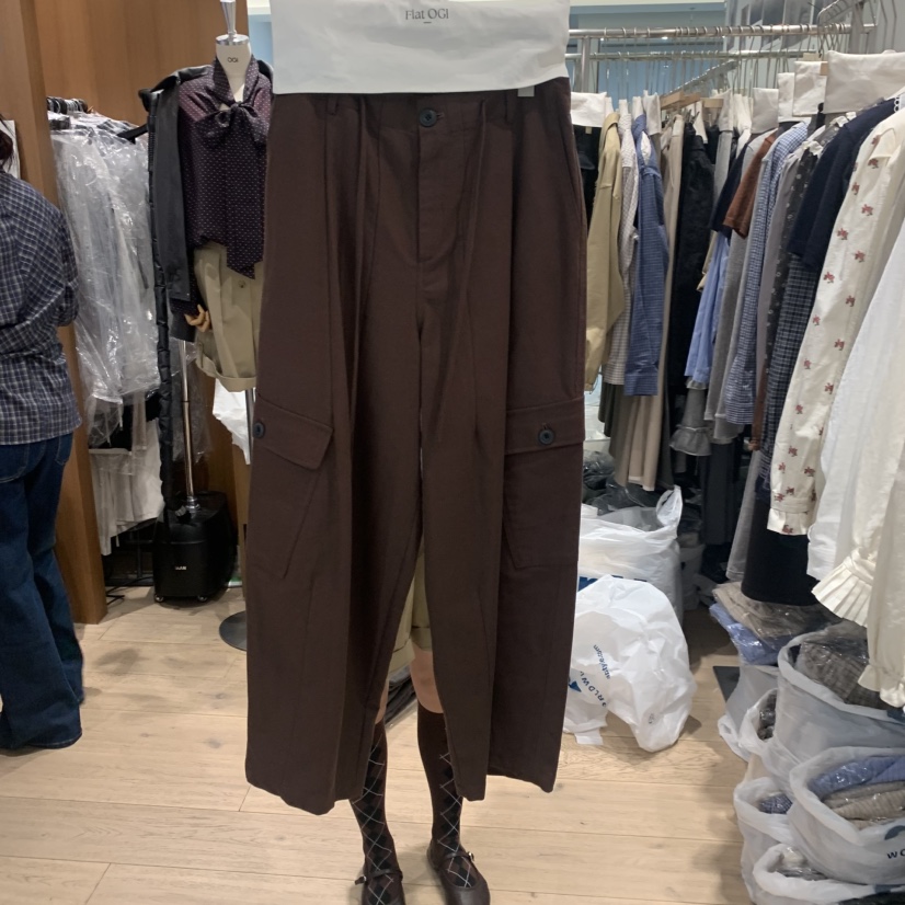 FLAT OGI韓國代購女裝新品時尚熱賣真品人氣推薦休閑褲口袋FLat OGI休閑褲圖色2버건디