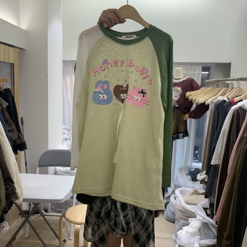 ARANCIA韓國直郵女士新品推薦人氣真品時尚休閑長袖T恤絲帶ARANCIA長袖T恤圖色3