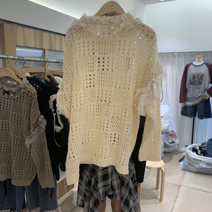 ARANCIA東大門直郵女裝新品人氣熱賣時尚休閑毛衣珍珠褶邊ARANCIA毛衣