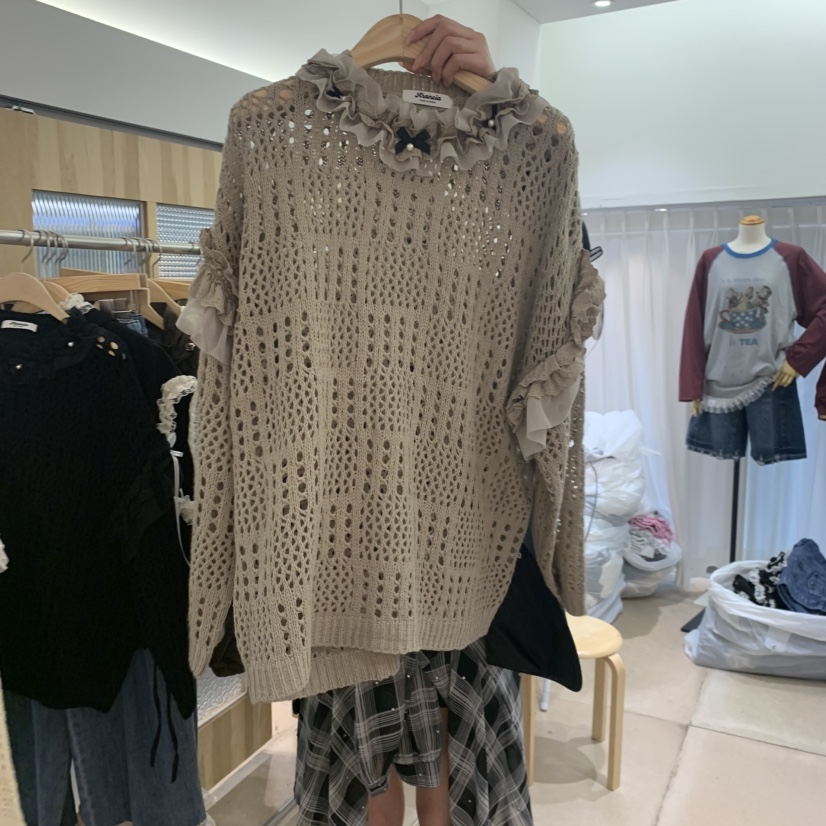ARANCIA東大門直郵女裝新品人氣熱賣時尚休閑毛衣珍珠褶邊ARANCIA毛衣圖色2
