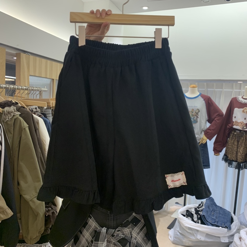 ARANCIA東大門代購女裝新款人氣真品推薦熱賣短褲荷葉邊羅紋ARANCIA短褲圖色2黑