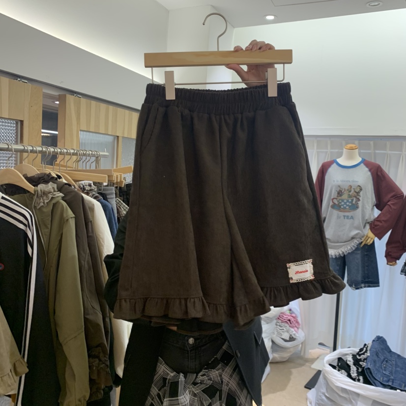 ARANCIA東大門代購女裝新款人氣真品推薦熱賣短褲荷葉邊羅紋ARANCIA短褲圖色5棕色