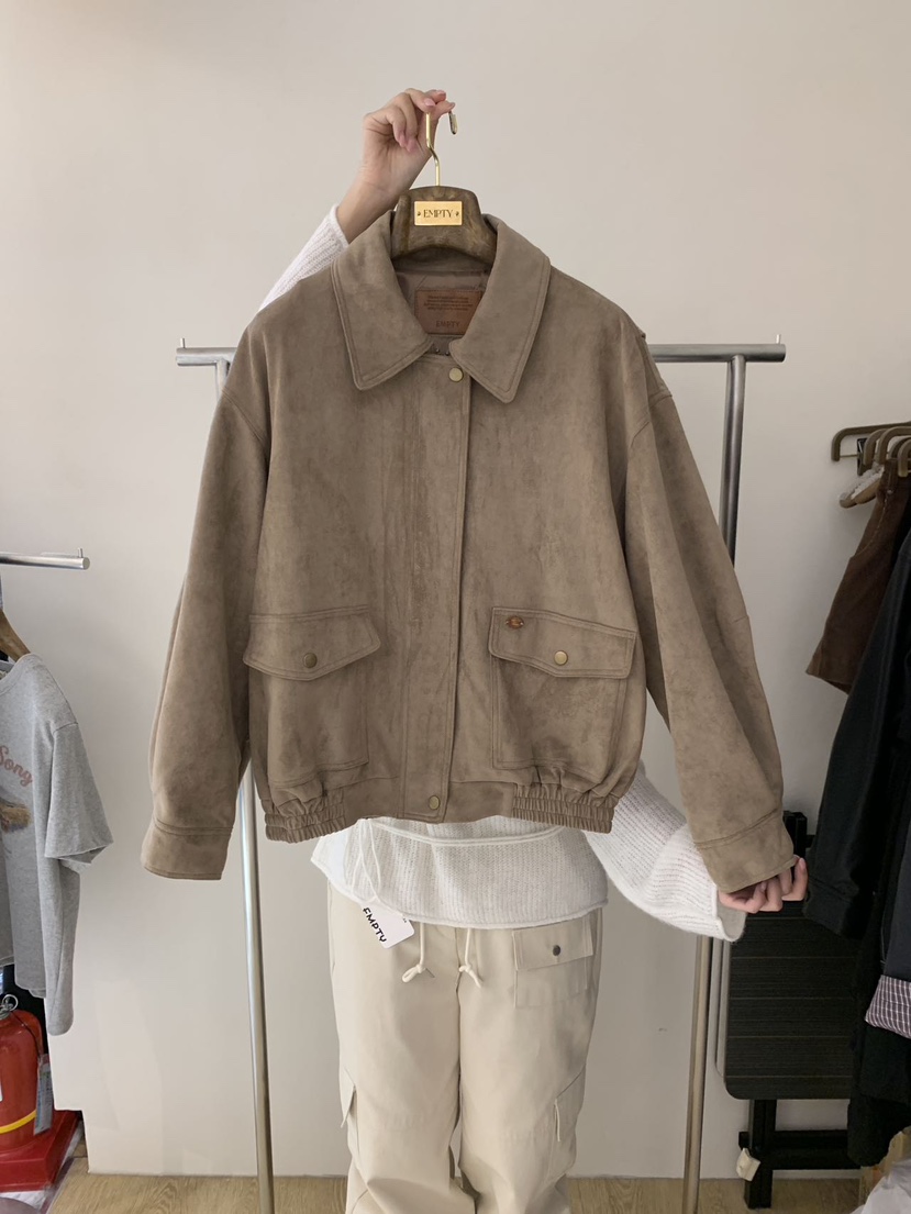 EMPTY東大門實拍女士新品時尚熱賣人氣真品休閑推薦夾克麂皮EMPTY夾克圖色1