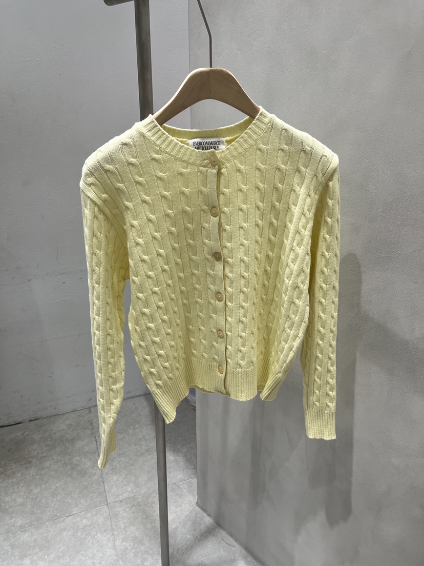 EVERCOMMERCE METICULOUSLY DESIGNED韓國代購女裝新款休閑針織衫麻花針織棉質開衫EVERCOMMERCE METICULOUSLY DESIGNED針織衫圖色1