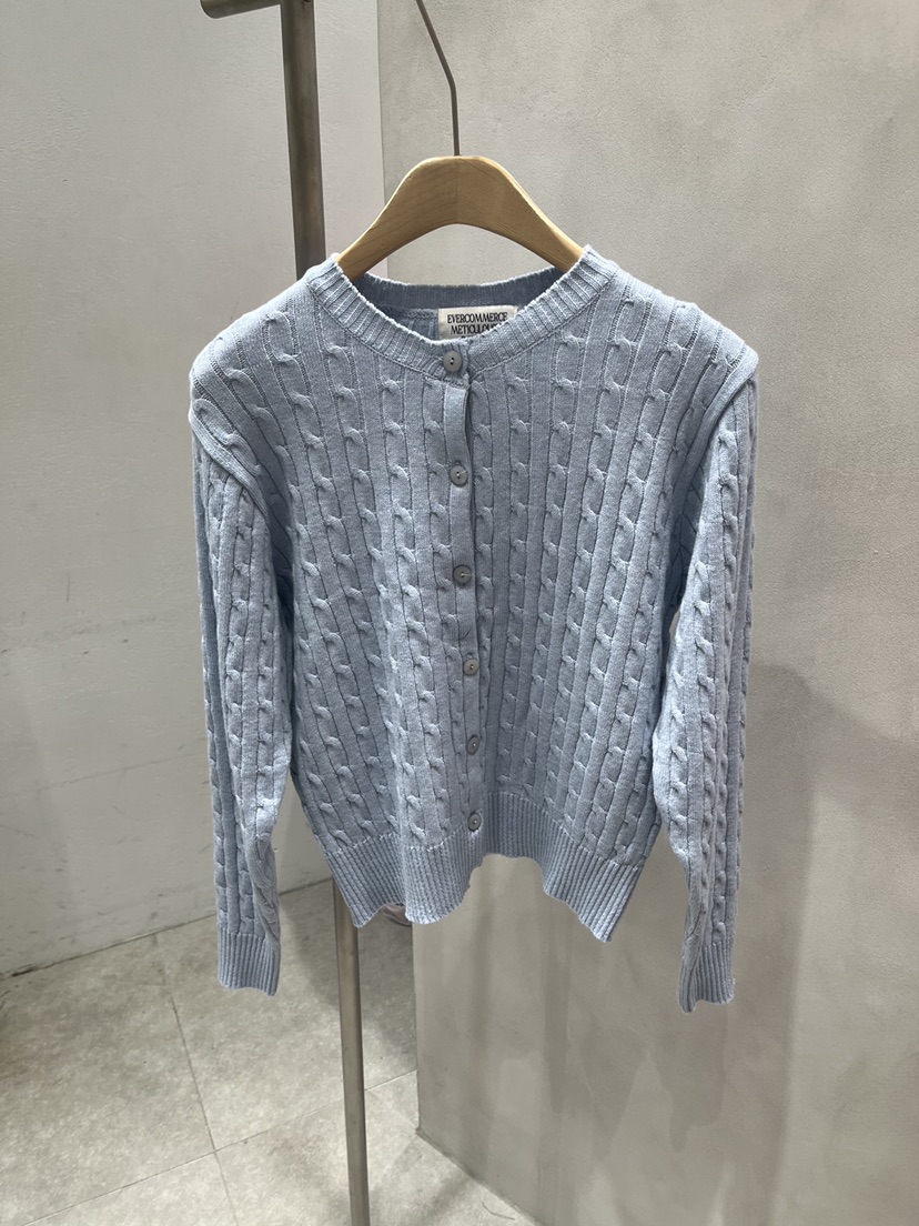 EVERCOMMERCE METICULOUSLY DESIGNED韓國代購女裝新款休閑針織衫麻花針織棉質開衫EVERCOMMERCE METICULOUSLY DESIGNED針織衫圖色4