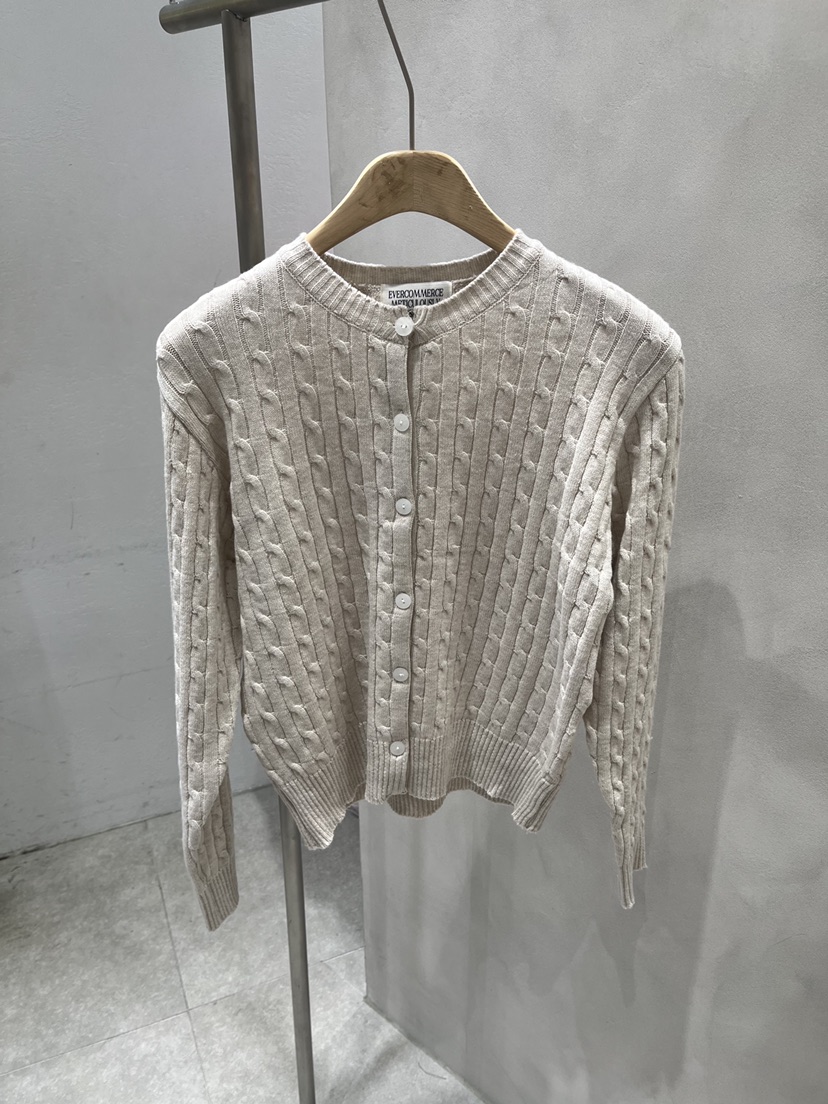 EVERCOMMERCE METICULOUSLY DESIGNED韓國代購女裝新款休閑針織衫麻花針織棉質開衫EVERCOMMERCE METICULOUSLY DESIGNED針織衫圖色5