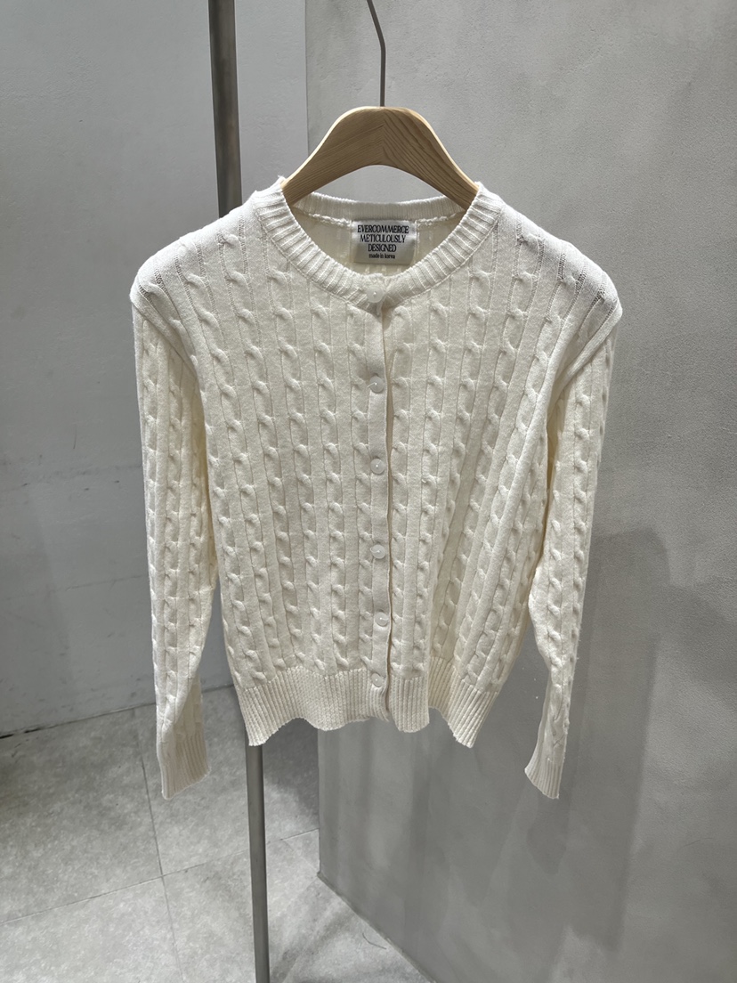 EVERCOMMERCE METICULOUSLY DESIGNED韓國代購女裝新款休閑針織衫麻花針織棉質開衫EVERCOMMERCE METICULOUSLY DESIGNED針織衫圖色6
