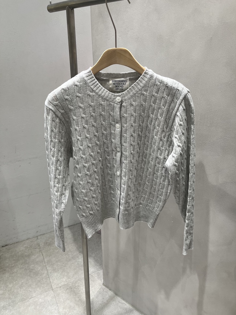 EVERCOMMERCE METICULOUSLY DESIGNED韓國代購女裝新款休閑針織衫麻花針織棉質開衫EVERCOMMERCE METICULOUSLY DESIGNED針織衫圖色8
