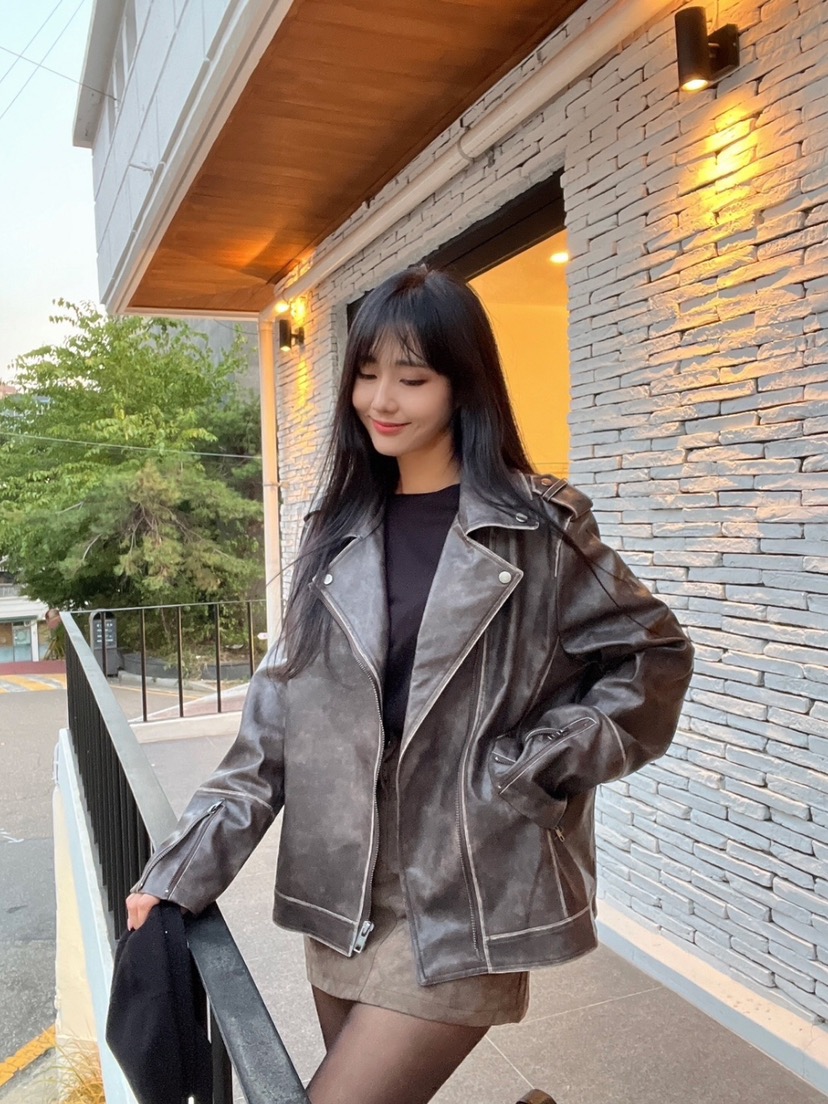 PAIRING東大門實拍女士新款時尚休閑真品推薦人氣熱賣皮衣PAIRING皮衣