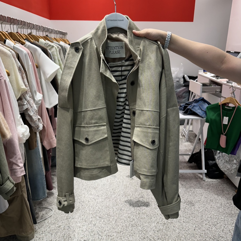ATPZ韓國直郵女士新品休閑熱賣真品人氣時尚推薦夾克ATTENTION PLEAES夾克圖色1卡其色