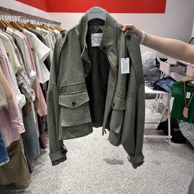 ATPZ韓國直郵女士新品休閑熱賣真品人氣時尚推薦夾克ATTENTION PLEAES夾克圖色2綠色