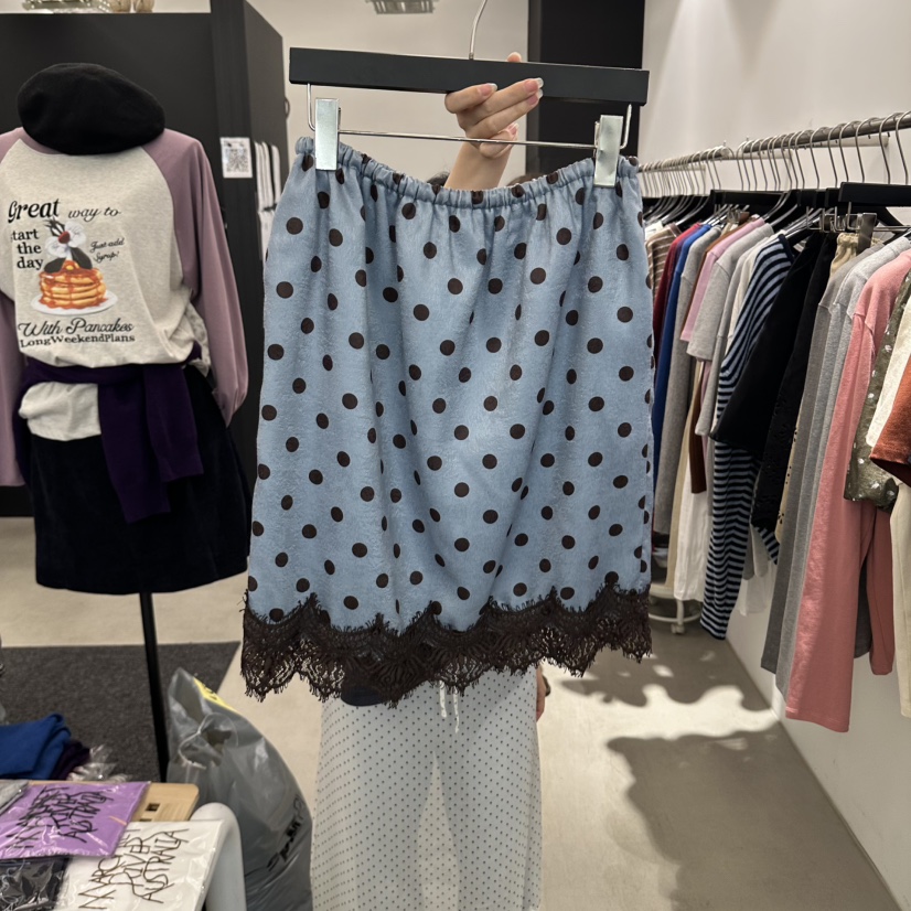A.CES韓國直郵女裝新品人氣熱賣推薦休閑時尚短裙圓點緞A.CES短裙