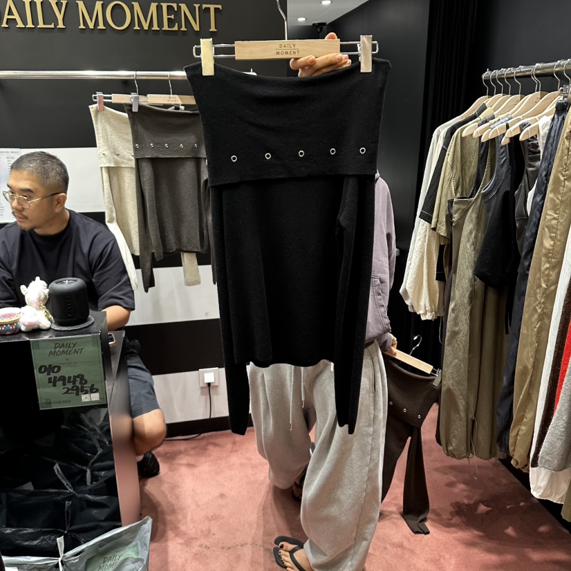 DAILY MOMENT韓國直郵女士新款推薦休閑長袖T恤露肩鏤空DAILY MOMENT長袖T恤圖色4