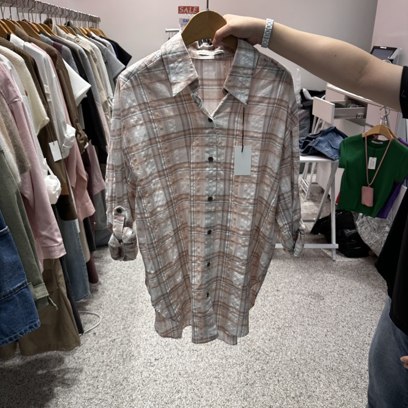 ATPZ東大門直郵女士新品休閑時尚人氣熱賣襯衫蕾絲衫格紋ATTENTION PLEAES襯衫/蕾絲衫圖色1