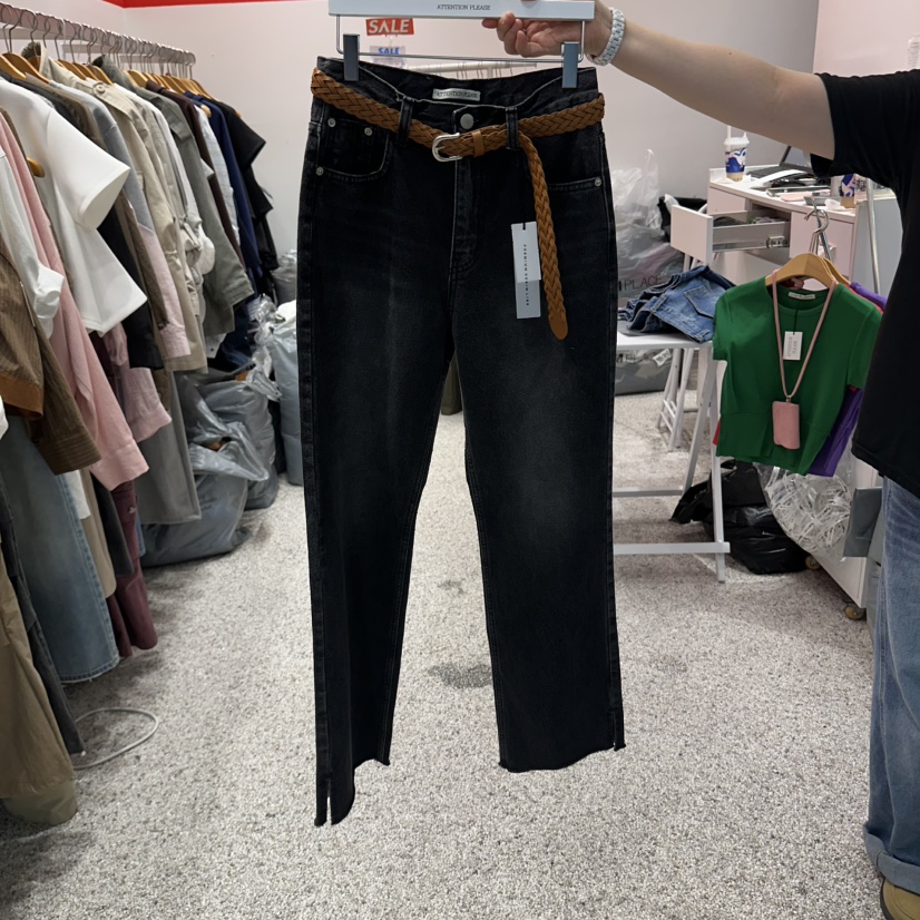 ATPZ東大門實拍女士新品熱賣人氣休閑休閑褲不含腰帶黑色ATTENTION PLEAES休閑褲圖色1