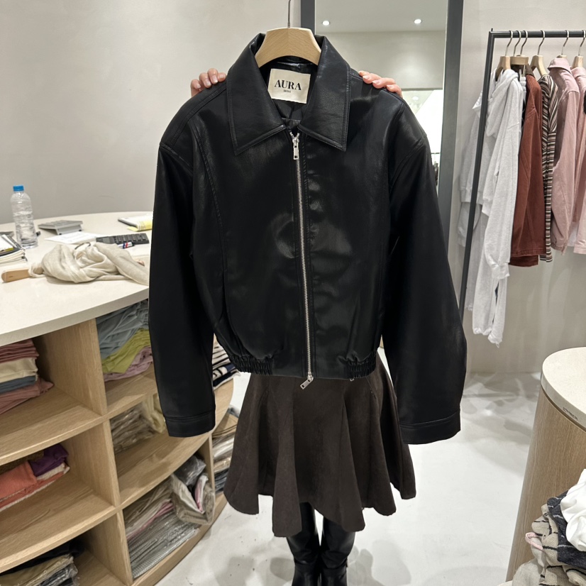 AURA韓國代購女裝新品推薦熱賣真品人氣休閑時尚夾克拉鏈Au ra夾克圖色2