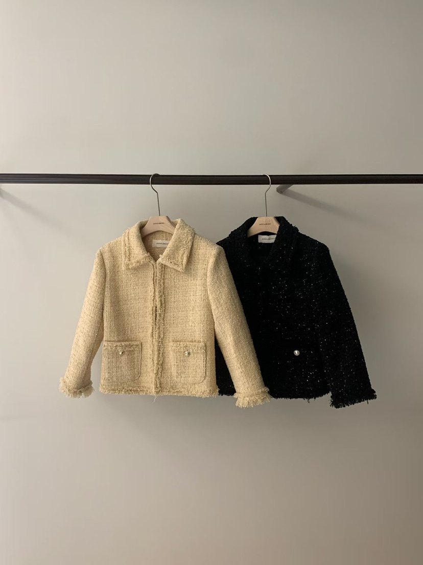 ANDYOUBROWN東大門代購女裝新款時尚真品熱賣夾克粗花呢珍珠ANDYOUBROWN夾克