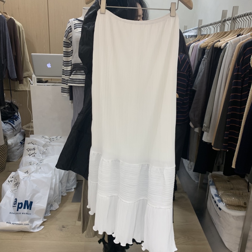 VILLABUTTON韓國直郵女士新品人氣推薦熱賣休閑時尚長裙褶裥VILLA BUTTON長裙