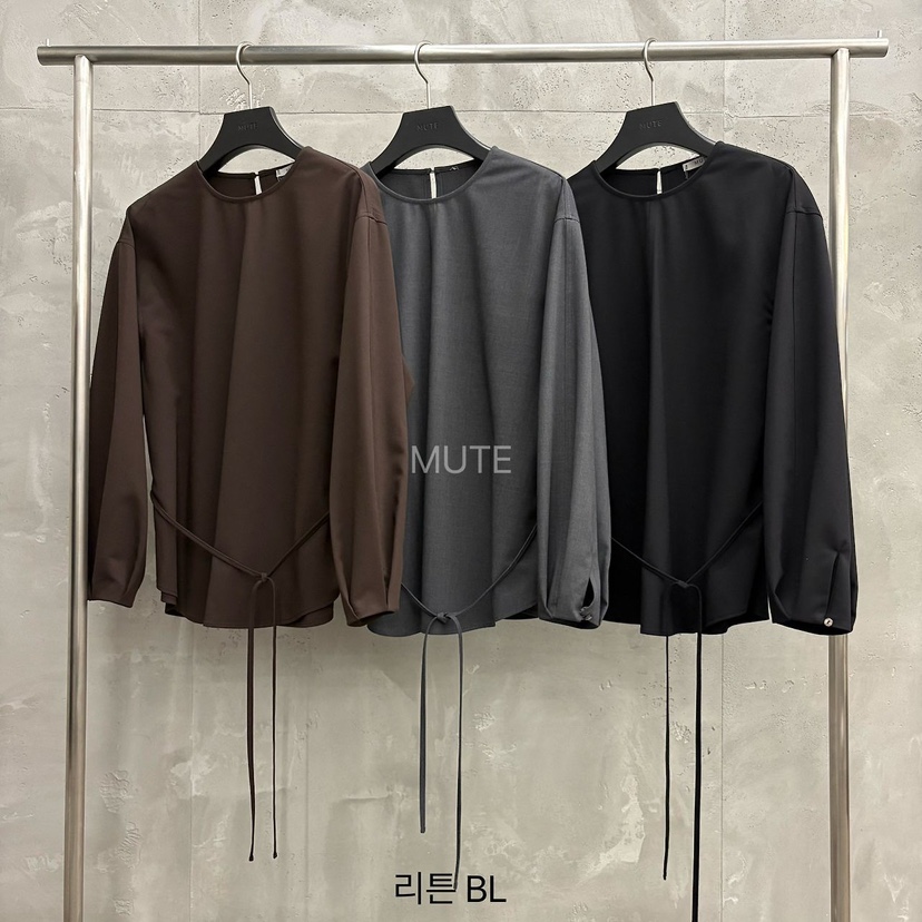 MUTE-P東大門代購女裝新款休閑時尚推薦襯衫蕾絲衫含腰繩MUTE襯衫/蕾絲衫