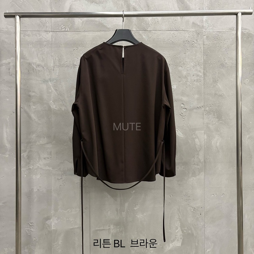 MUTE-P東大門代購女裝新款休閑時尚推薦襯衫蕾絲衫含腰繩MUTE襯衫/蕾絲衫