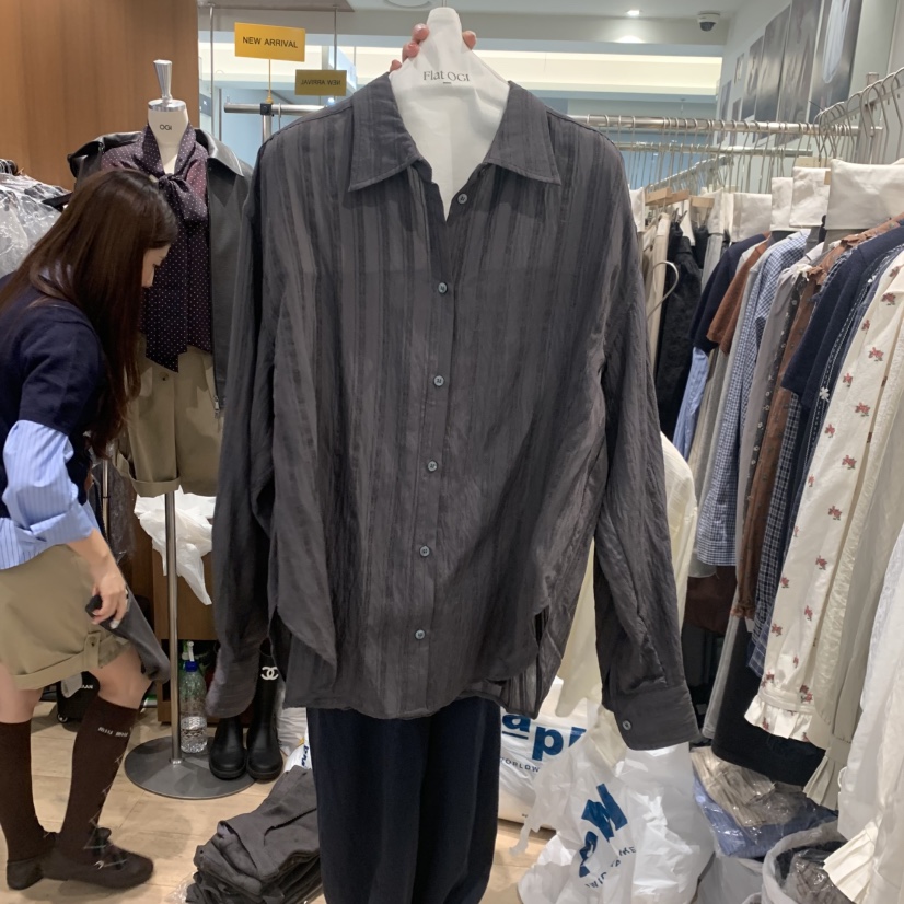 FLAT OGI東大門代購女士新品休閑人氣時尚真品襯衫蕾絲衫FLat OGI襯衫/蕾絲衫圖色2먹색